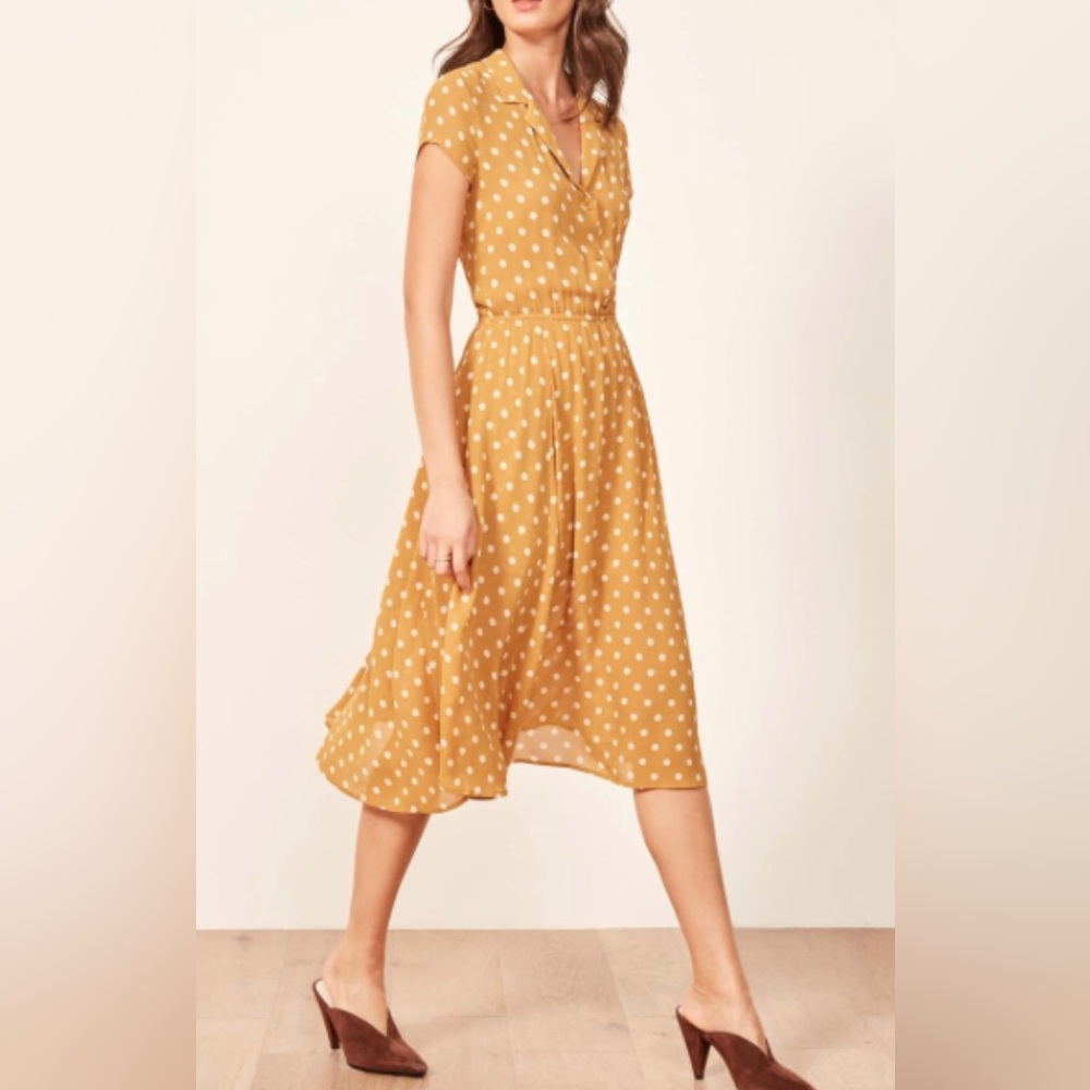 Reformation Griffith Polka Dot Dress Midi Dress